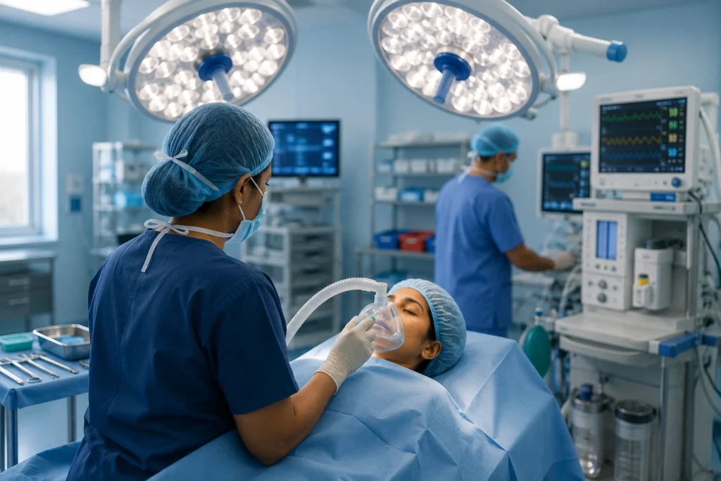 Anaesthesiologist giving anaesthesia