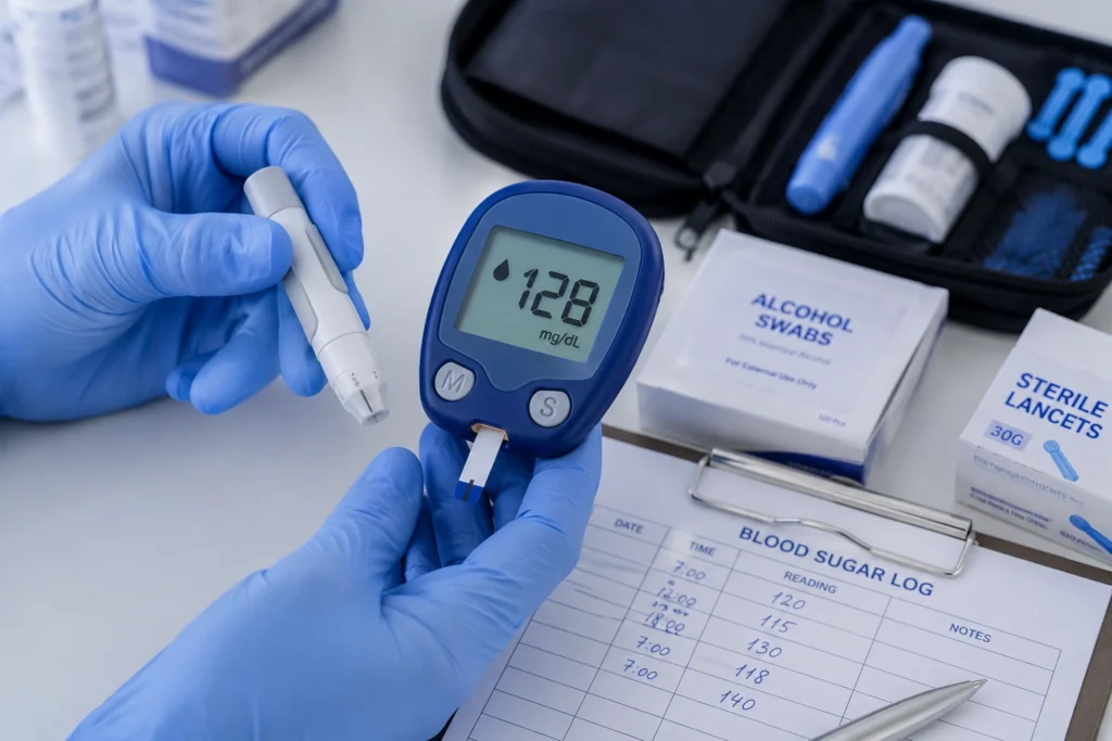 Diabetes testing with meter