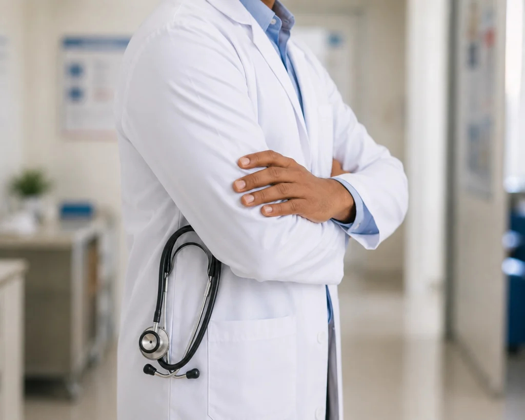 Doctor standing with stethoscope