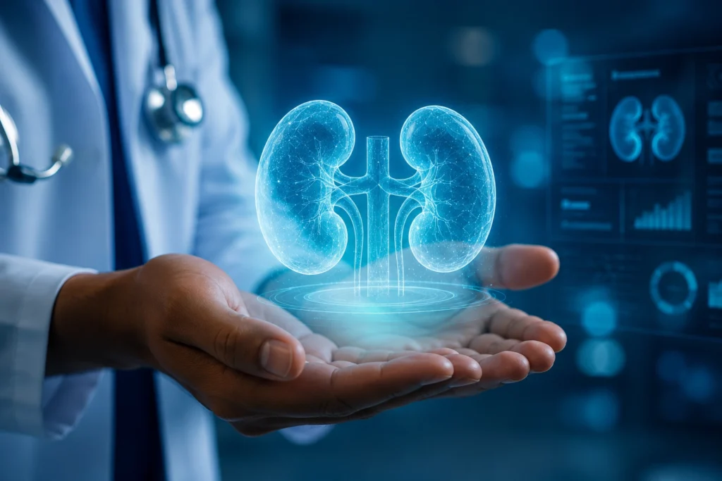 Doctor explaining about kidney function
