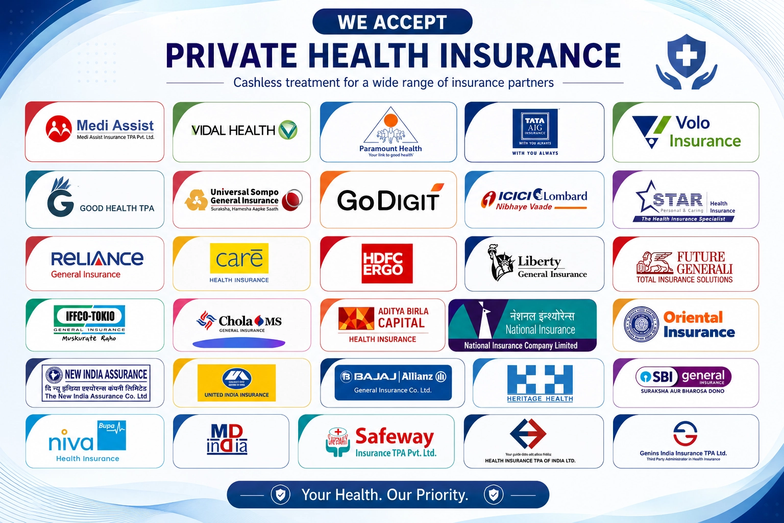 Cashless facility available on all major insurance providers and TPAs at Sri Lakshmi Super Specialty Hospital Bengaluru